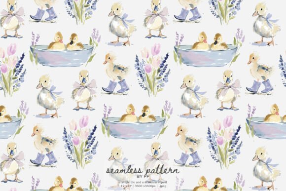 Adorable Baby Duck Seamless Pattern: A Spring Nursery Dream
