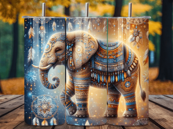 Bohemian Elephant Dreamcatcher Tumbler: A Wrap for Whimsical Brands