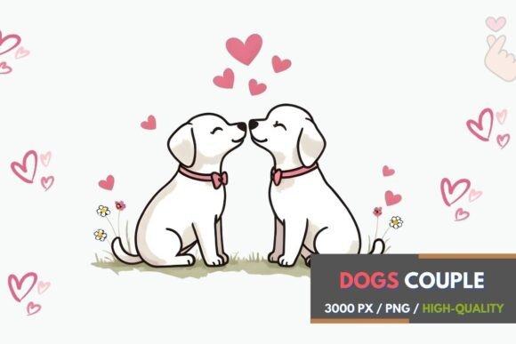 Celebrate Love with This Charming Romantic Dogs Art Print