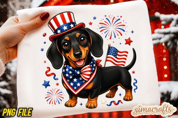 Celebrate with a Dachshund 4th of July PNG Sublimation Design