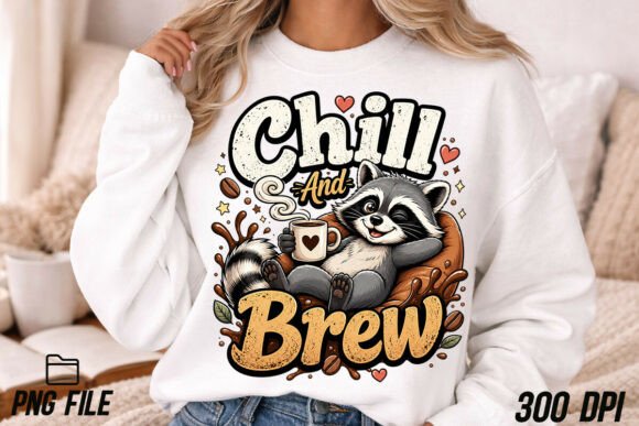 Chill and Brew Funny Raccoon PNG: Your Go-To Design Asset