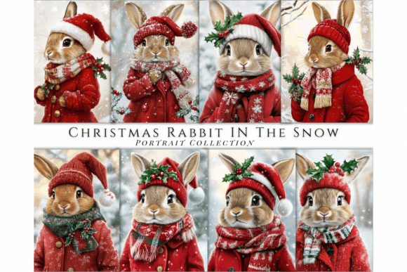 Christmas Rabbit Portrait Backgrounds: A Festive Design Collection