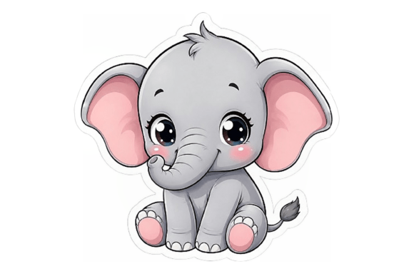 Cute Baby Elephant Sticker PNG | Kawaii: A Designer's Guide to Whimsy