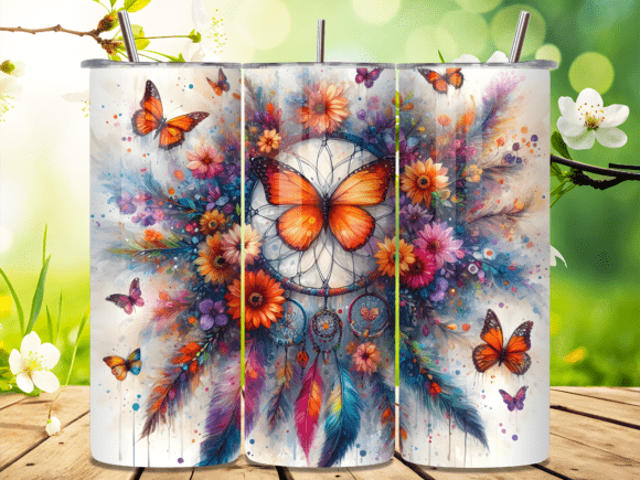 Floral Butterfly Dreamcatcher Tumbler: Design Meets Function