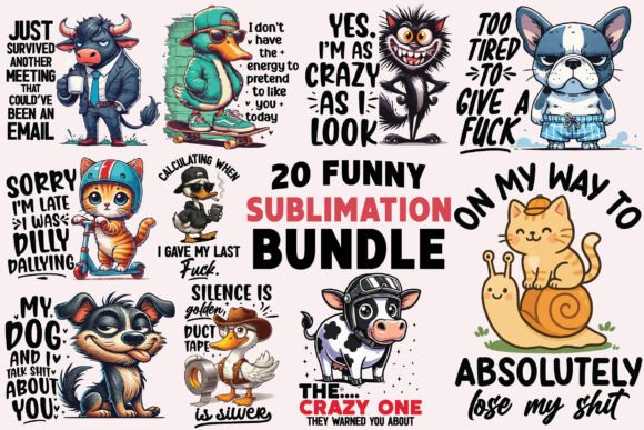 Funny Sublimation Bundle: Sarcastic Animal Quotes for Creative Projects