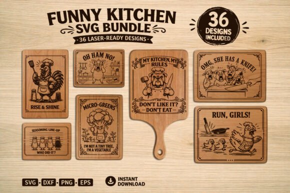 Humor and Heart: The Funny Kitchen Cutting Board Bundle