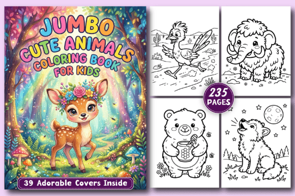 Jumbo Cute Animals KIDS Coloring Book: A Creative Powerhouse for Designers