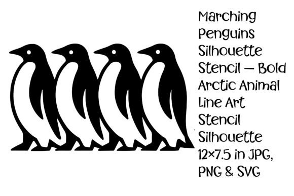 Marching Penguins Silhouette Stencil: A Bold Arctic Design Asset