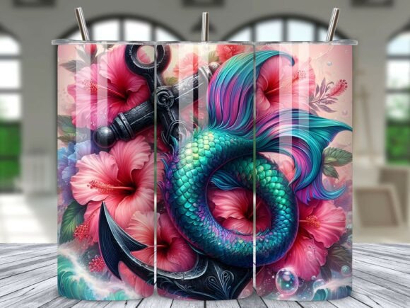 Mermaid Flower Tail Tumbler Wrap Design: A Splash of Fantasy