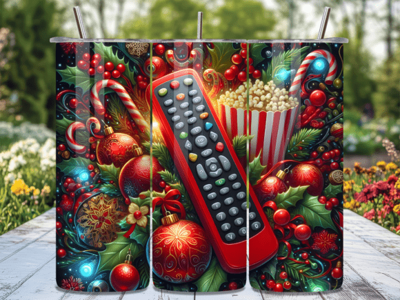 Movie Popcorn Holly Berries Tumbler Wrap: A Festive Design Asset