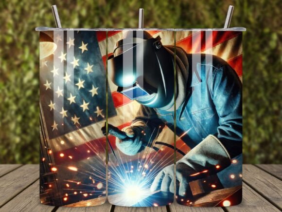 Patriotic American Flag Welding Tumbler: Bold Design for Bold Projects