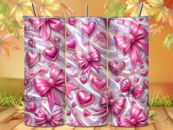 Pink and Black Ribbon Hearts Tumbler: A Bold Sublimation Design