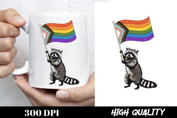 Raccoon Holding Progress Pride Flag LGBT: A Wildly Inclusive Design