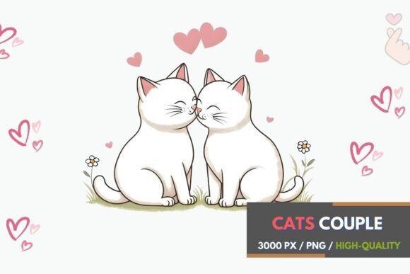 Romantic Cats Couple Illustration: A Designer’s Asset