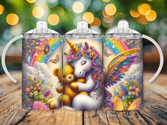 Whimsical Sippy Cup Designs: The Pegasus Angel Bear Appeal
