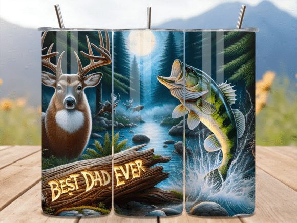 Wildlife Fishing Dad Tumbler Wrap PNG: A Niche Design Asset for Targeted Products